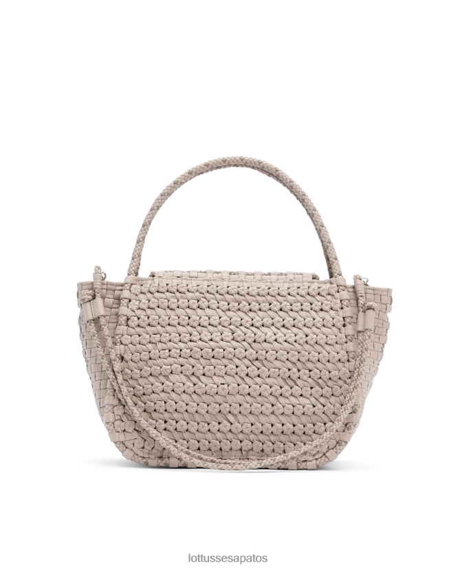 Lottusse coleção bolsa com alça superior de cordeiro lavado trançado noodbag 8TX8R4425 acessórios off white