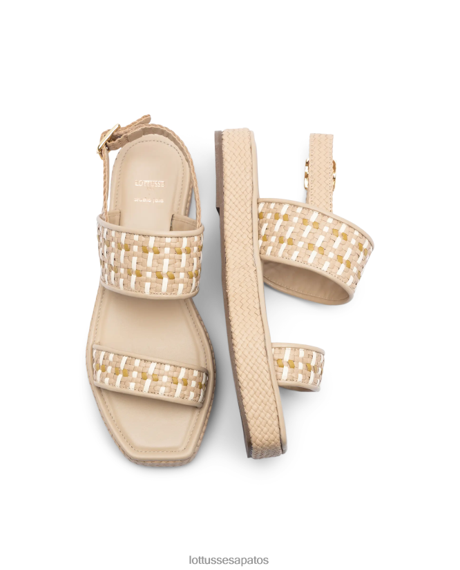 Lottusse mulheres sandálias de cabra trançadas especiais 8TX8R4321 calçados off white